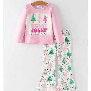 NWT Boutique Butter Soft Girls Festive Holly Jolly Vibes Christmas Set - Size 6